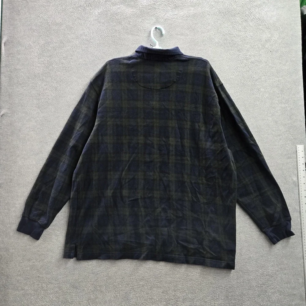 VINTAGE Polo Ralph Lauren Men Polo XL Navy‎ Bear Embroidery Plaid Blackwatch 90s
